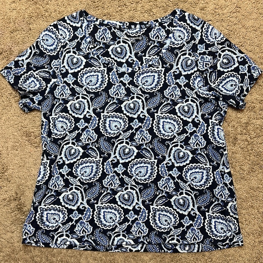 Soft Surroundings Blue Paisley Short Sleeve Tee - Picture 5 of 11